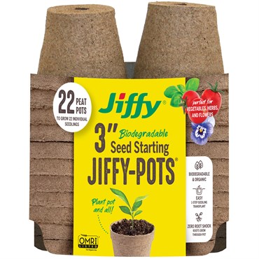 Jiffy® Peat Pots - 22pk - Bonus Retail Package - 3in Diam - Round