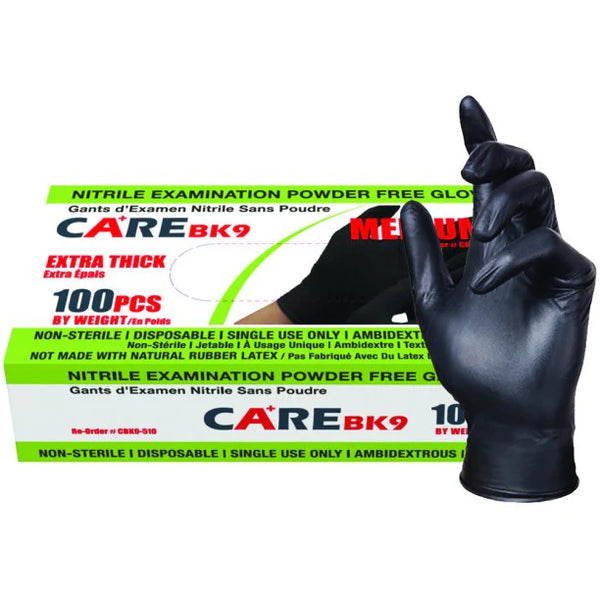 CARE 6 Mil Black Nitrile Exam Gloves