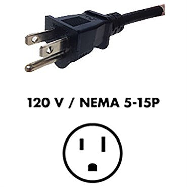 Fluence AC Extension Cable - 6ft - NEMA 5-15P Plug to M19 Push-Lock Connector