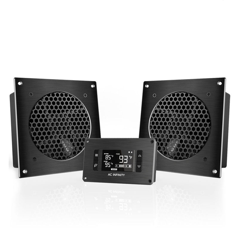 AIRPLATE w/ Thermal Controller Home Theater and AV Quiet Cabinet Cooling Fan System - Black Label Supply llc