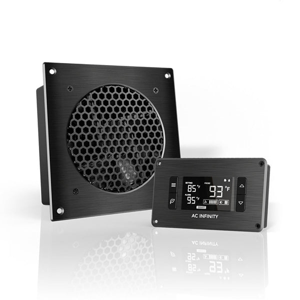 AIRPLATE w/ Thermal Controller Home Theater and AV Quiet Cabinet Cooling Fan System - Black Label Supply llc