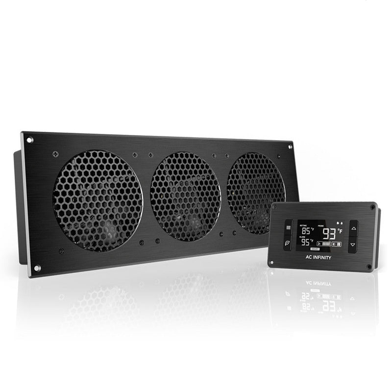 AIRPLATE w/ Thermal Controller Home Theater and AV Quiet Cabinet Cooling Fan System - Black Label Supply llc