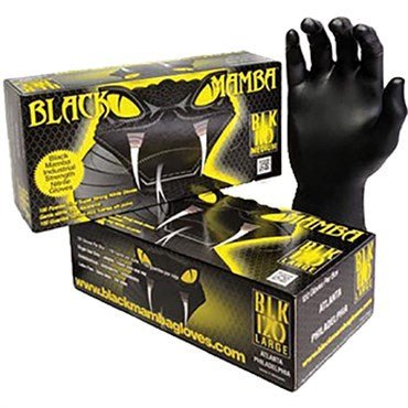 Black Mamba Grip - Rite® Disposable Nitrile Gloves - 100ct Box - 6.2mil Thick - Fully Textured - Grip - Rite® Finish - Black Label Supply llc