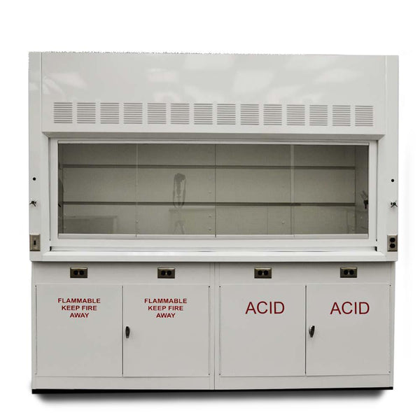 Fisher American 8′ Fume Hood w/ Acid Storage Cabinets - Black Label Supply llc