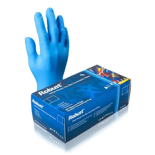 Gloves Robust™ Nitrile 5.5 mil Blue 100/box - Black Label Supply llc