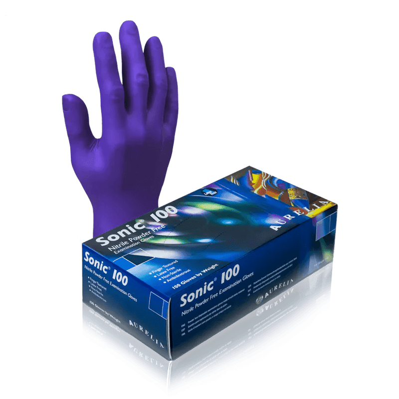 Gloves, Sonic100™, Nitrile, 2.2 mil, Blue, 100/box - Black Label Supply llc