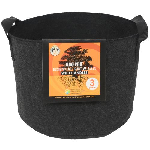 Gro Pro® Essential Round Fabric Pots with Handles - Black - Black Label Supply llc