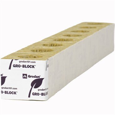 Grodan® Improved Gro - Block™ - 3in - Small - GR4 - 3in x 3in x 2.6in - Strips with Hole (8 Units/Strip) (48 Strips/CS) (12CS/PL) - Black Label Supply llc