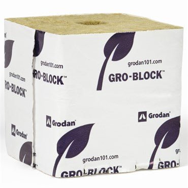 Grodan® Improved Gro - Block™ - 4in - Large - GR10 - 4in x 4in x 4in - Non - Shrink - wrap/Strip with Hole (6 Units/Strip) (24 Strips/CS) (12CS/PL) - Black Label Supply llc