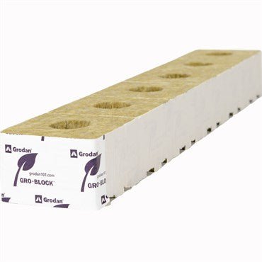 Grodan® Improved Gro - Block™ - 4in - Small - GR6.5 - 4in x 4in x 2.6in - Non - Shrink Wrapped - Strips - Pre - Cut Holes (6 Units/Strip) (36 Strips/CS) (12CS/PL) - Black Label Supply llc