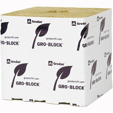 Grodan® Improved Gro - Block™ - 6in - Hugo - 6in x 6in x 6in - Pre - Cut Holes 64 Units/CS 8CS/PL - Black Label Supply llc