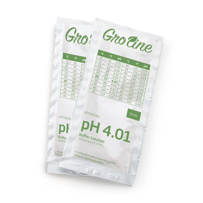 GroLine pH 4.01 Buffer Sachets, 20 mL (25 pcs.) - Black Label Supply llc