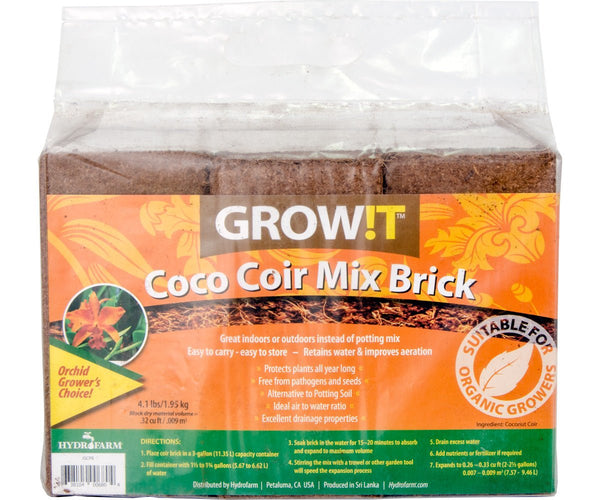 GROW!T Coco Coir Mix Brick, pack of 3 - Black Label Supply llc