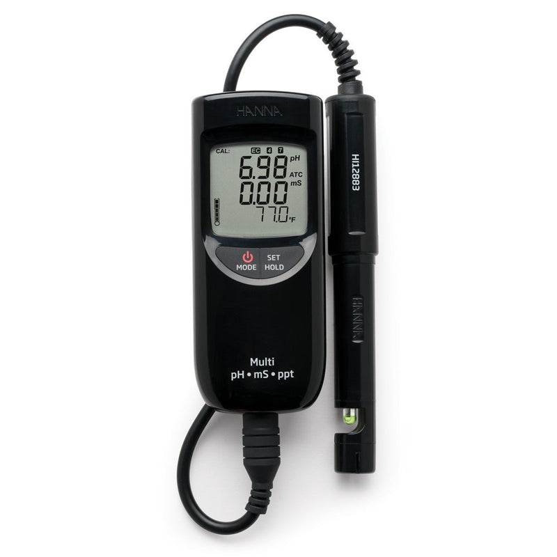 Hanna Portable Waterproof pH/EC/TDS Meter (High Range) - Black Label Supply llc