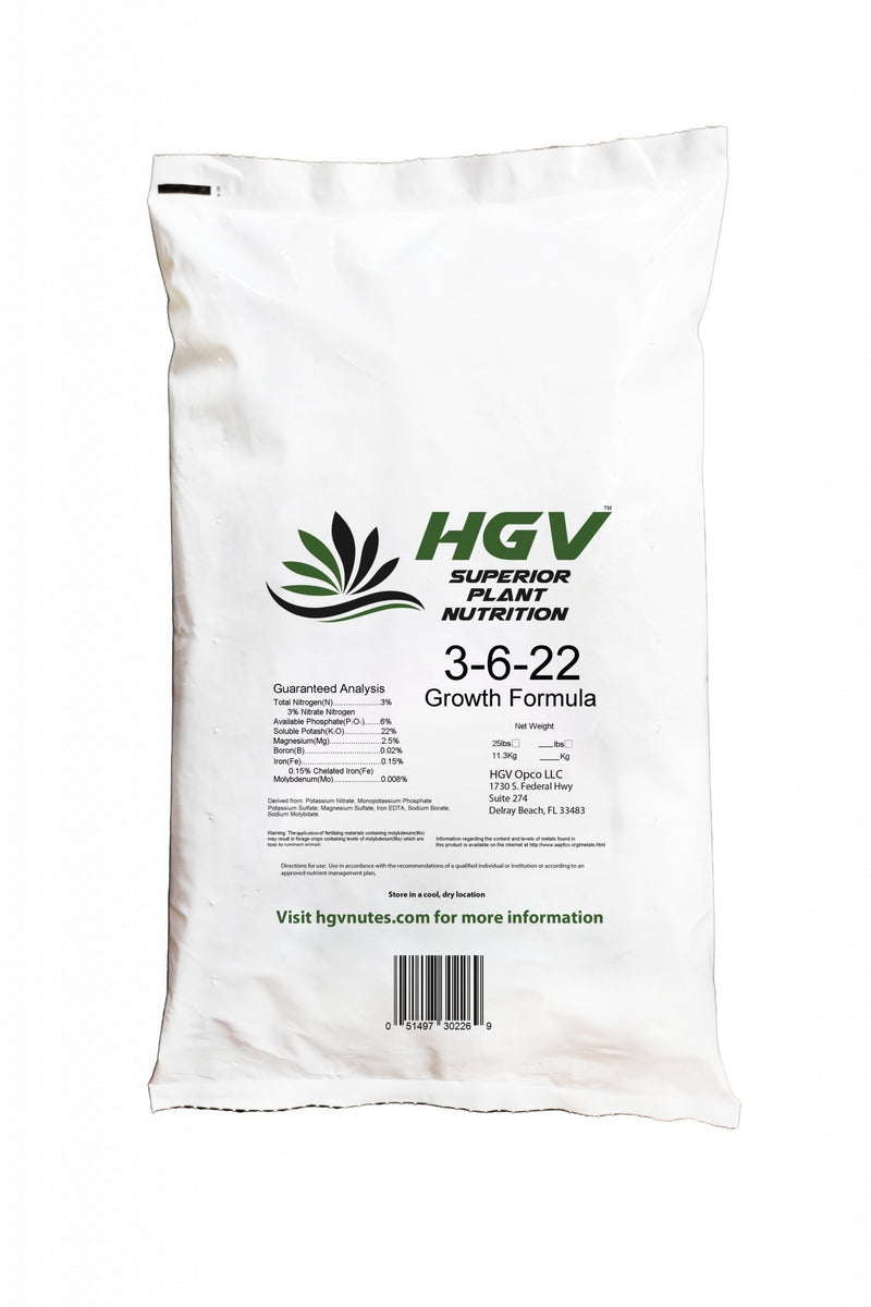 HGV Nutrients Growth Formula 3 - 6 - 22, 25 lbs. - Black Label Supply llc