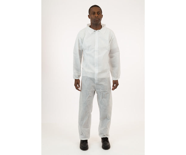 International Enviroguard White SMS Coverall with Elastic Wrist & Ankle - Black Label Supply llc