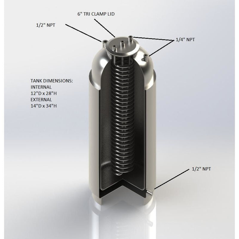 Jacketed Stainless Steel LP Tank with Internal Condensing Coil and Dip Tube - Black Label Supply llc