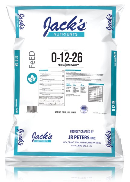 Jack's Nutrients 0 - 12 - 26 No Nitrogen Part A - 25lb - Black Label Supply llc