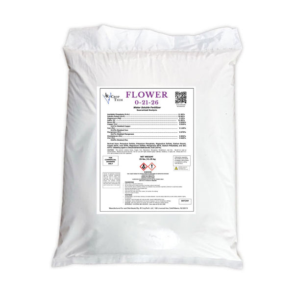 JR Croptech Flower Mix 0 - 21 - 26 Water Soluble Fertilizer - 25 Pound 80 per pallet - Black Label Supply llc