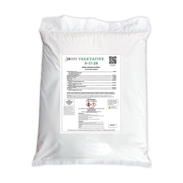 JR Croptech Vegetative Mix 9 - 17 - 28 Water Soluble Fertilizer - Black Label Supply llc