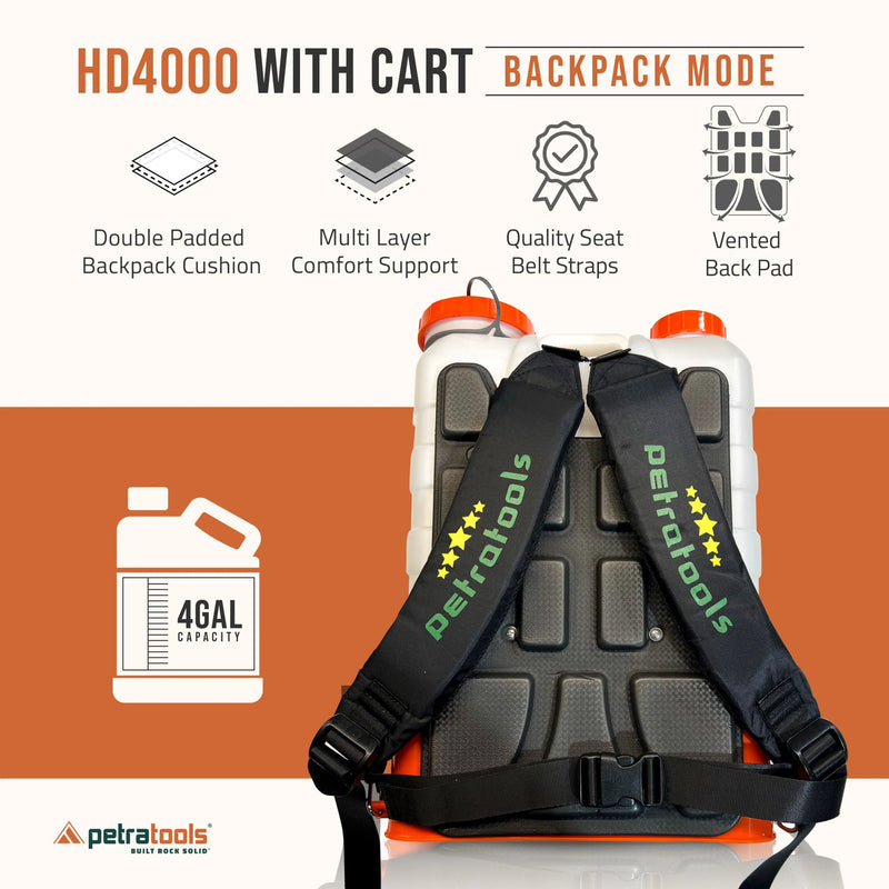 Petratools HD4000 2 - IN - 1 Battery Backpack & Cart Sprayer - Black Label Supply llc