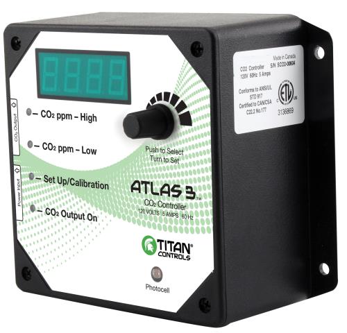 Titan Controls® Atlas® 3 - Day/Night CO2 Monitor/Controller - Black Label Supply llc