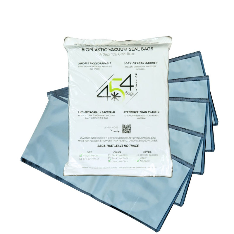 VACUUM BAGS - 11"x24" Pre Cut - Black and Clear - Bioplastic - Black Label Supply llc