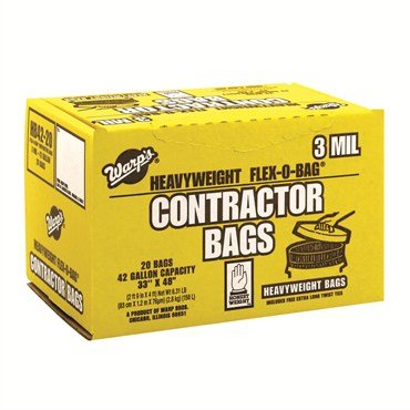 Warp's® Flex - O - Bag® - 33in L x 48in H - 42gal - 20 Bags - 3mil Thickness - Black Label Supply llc