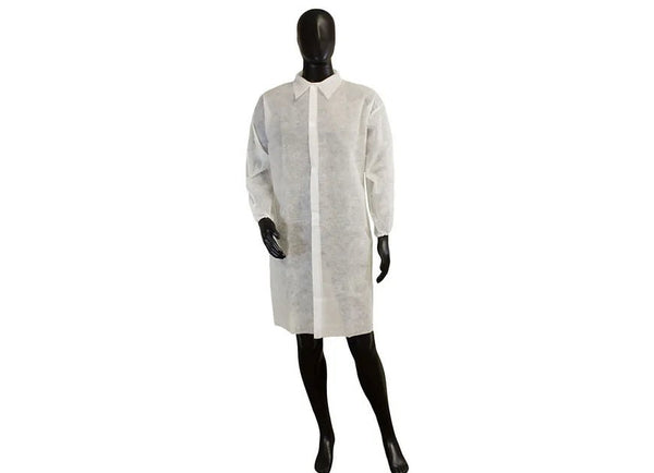 White Polypropylene Lab Coat - Black Label Supply llc