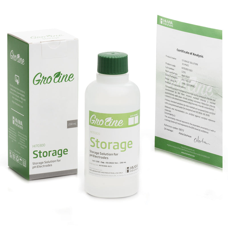 GroLine Storage Solution for pH and ORP Electrodes, 230 mL bottle
